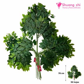 Rama Hoja Verde tacto realista 70CM