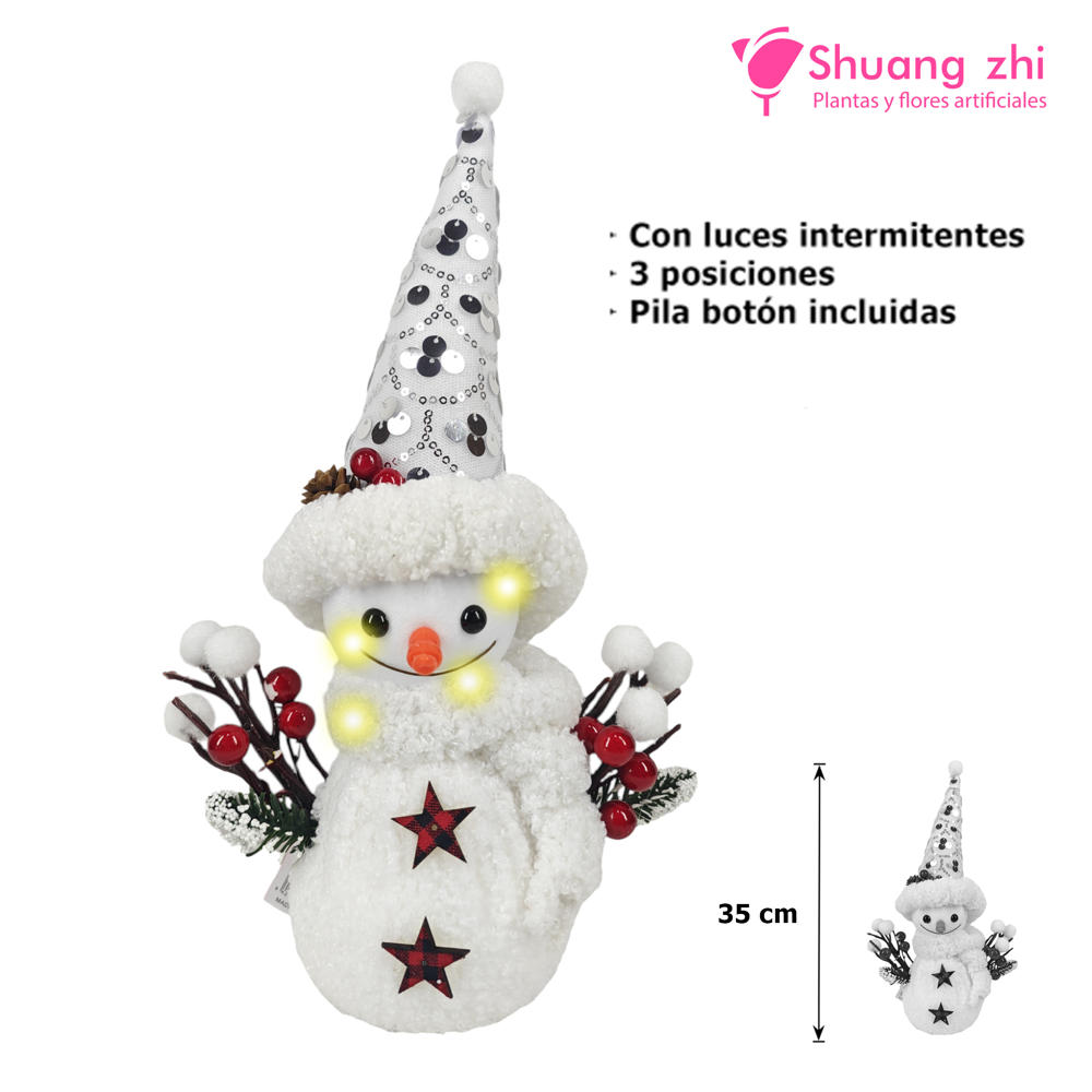 Adorno Muñeco nieve con luz intermitente 35CM alto