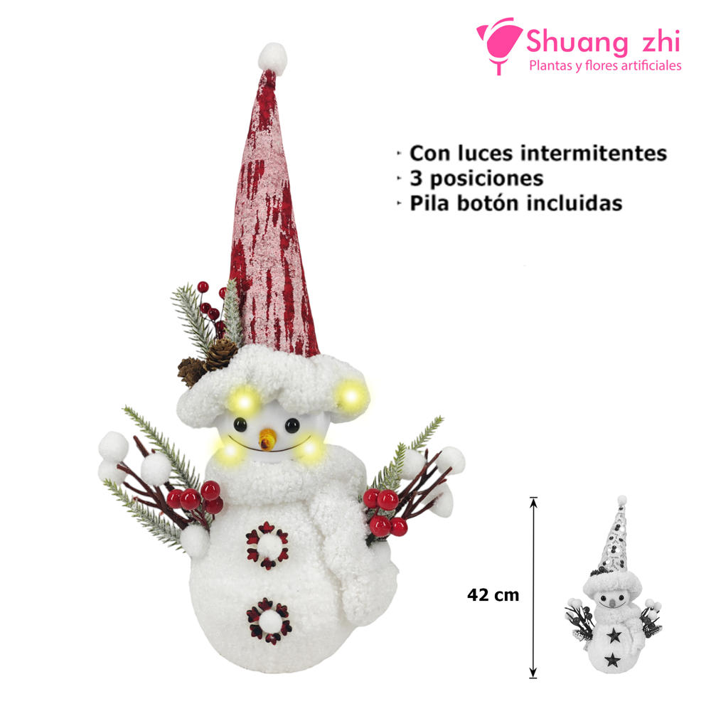 Adorno Muñeco nieve con luz intermitente 42CM alto