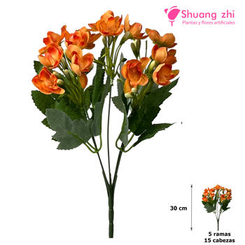 Flor mini 30CM 15 Cabezas Color Naranja