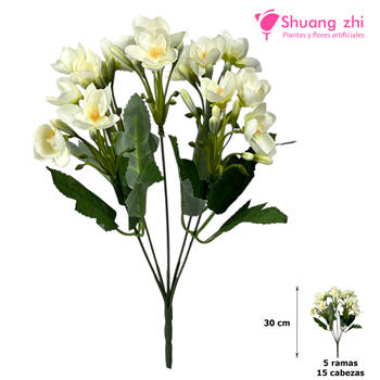 Flor mini 30CM 15 Cabezas Color Blanco