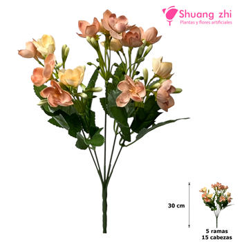 Flor mini 30CM 15 Cabezas Color Champan