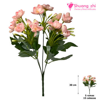 Flor mini 30CM 15 Cabezas Color Rosa