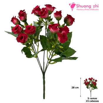 Flor mini 28CM 15 Cabezas Color Fucsia
