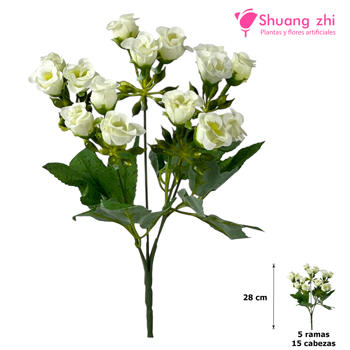 Flor mini 28CM 15 Cabezas Color Blanco