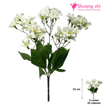 Flor mini 31CM 5 Ramas 35 Cabezas Color Blanco