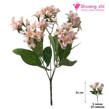 Flor mini 31CM 5 Ramas 35 Cabezas Color Rosa
