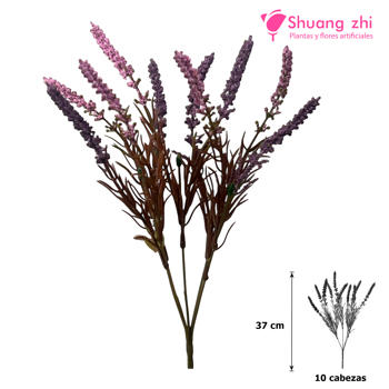 Flor mini Lavanda 37CM 10 Cabezas Lila/rosa
