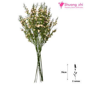 Rama Flor de Cera 76CM 2 Ramas Color Beige/Rosa