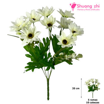 Flor mini 35CM 10 Cabezas Color Blanco