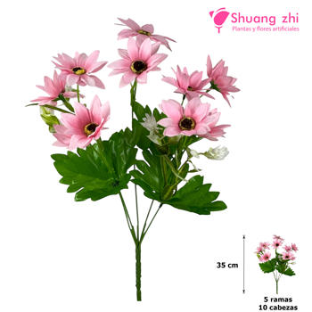 Flor mini 35CM 10 Cabezas Color Rosa
