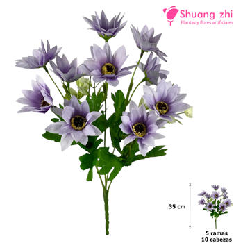 Flor mini 35CM 10 Cabezas Color Lila