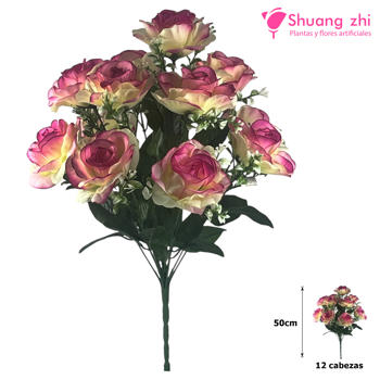 Ramo de Flores 50CM 12 Cabezas Color Rosa/Beige