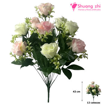 Ramo Santos 51CM 12 Cabezas Beige/rosa