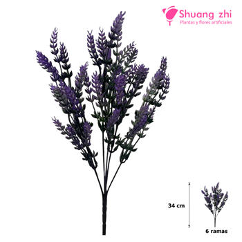 Flor mini lavanda 34CM 6 Ramas Color Lila