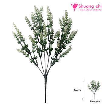 Flor mini lavanda 34CM 6 Ramas Color Blanco