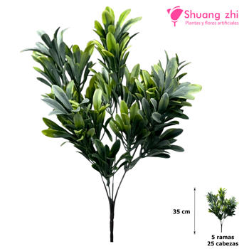 Flor mini Polvo 35CM 5 Ramas 25 Cabezas Color Verde