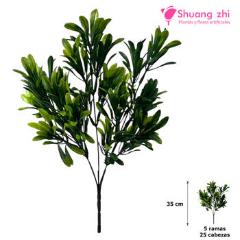 Flor mini Polvo 35CM 5 Ramas 25 Cabezas Color Verde Oscuro
