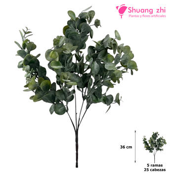 Flor Mini Eucalipto Rama 36CM Color Verde