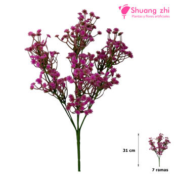 Flor mini Cabezas mini 31CM 7 Ramas Color Morado