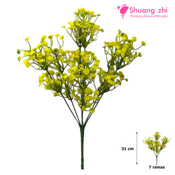 Flor mini Cabezas mini 31CM 7 Ramas Color Amarillo