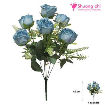 Ramo santos 45CM 7 Cabezas de Flor Color Azul
