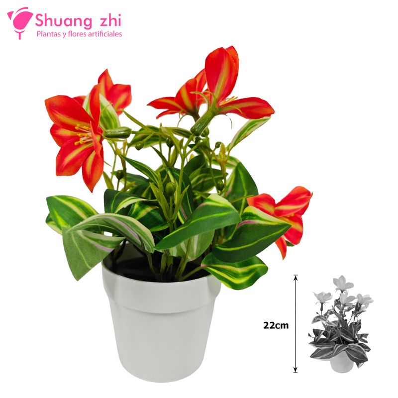 Flor maceta mini 22CM Cesta Ref : 4479 Color Naranja
