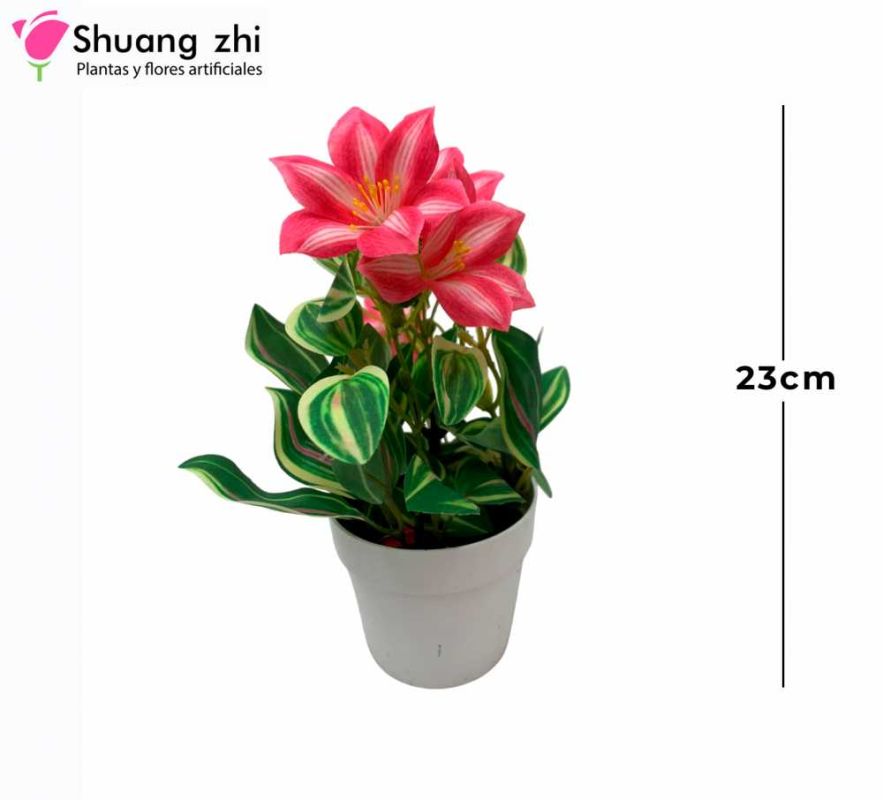 Flor maceta mini 22CM Cesta Ref : 4479 Color Rosa