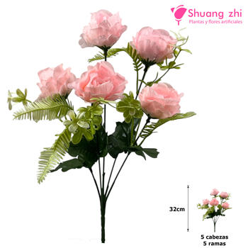 Flor Mini 32CM 5 Ramas Color Rosa