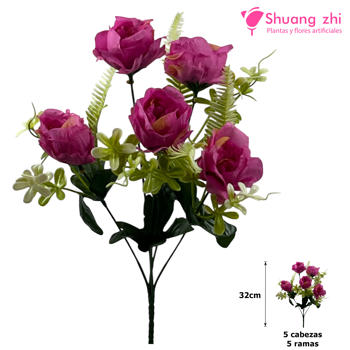 Flor Mini 32CM 5 Ramas Color Lila