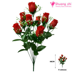 Flor Ramo Santo 48CM 9 Cabezas Color Rojo