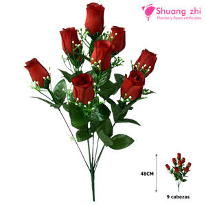 Flor Ramo Santo 48CM 9 Cabezas Color Rojo Borde Negro
