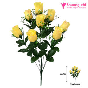 Flor Ramo Santo 48CM 9 Cabezas Color Champan