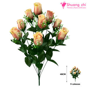 Flor Ramo Santo 48CM 9 Cabezas Color Almendra
