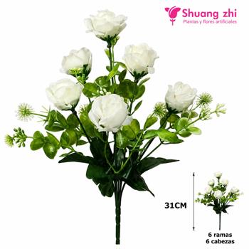 Flor mini 33CM 6 Ramas Color Blanco