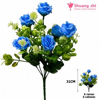 Flor mini 33CM 6 Ramas Color Azul