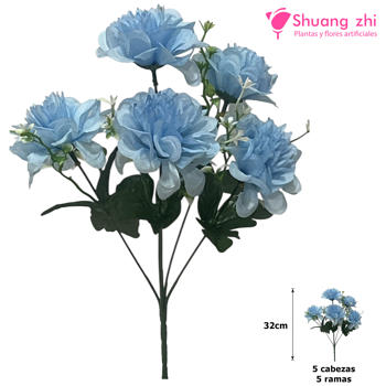 Flor Mini 32CM 5 Ramas Color Azul