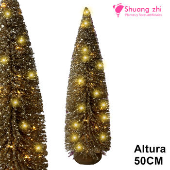 Mini Árbol de Navidad Dorado con Luces LED – 50CM