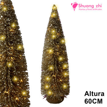 Mini Árbol de Navidad Dorado con Luces LED – 60CM