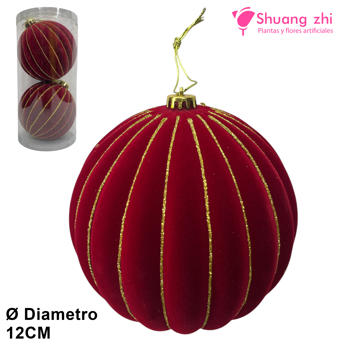 Bola de Navidad Terciopelo Rojo 12CM