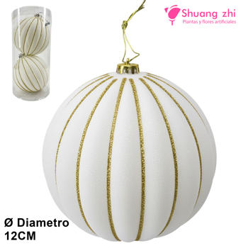 Bola de Navidad Terciopelo Blanco 12CM