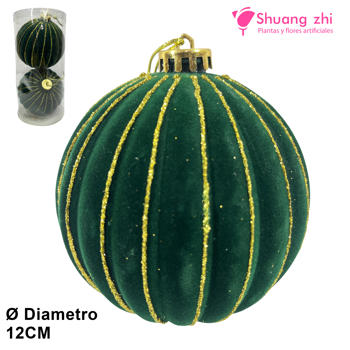 Bola de Navidad Terciopelo Verde 12CM