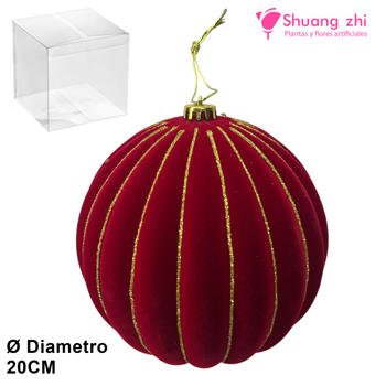 Bola de Navidad Terciopelo Rojo 20CM