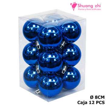Caja bolas navidad 8CM 12PCS Color Azul