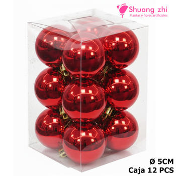 Caja bolas navidad 5CM 12PCS Color Rojo