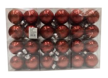 Caja 4 unid bolas de navidad color rojo 6cm diametro