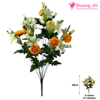 Ramo de Flores 46CM 27 Cabezas Beige/Naranja