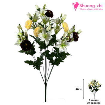 Ramo de Flores 46CM 27 Cabezas Beige/Vino